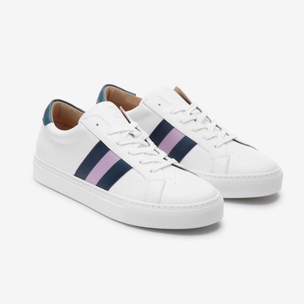 GREATS Brooklyn Leather Royale Stripe Lace Up Sneakers 8